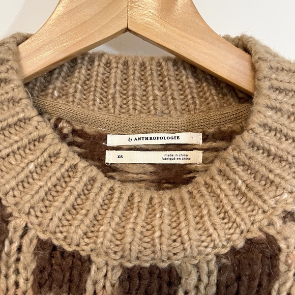 by Anthropologie Brown Striped Geometric Wool Blend Sweater - Picture 5 of 11